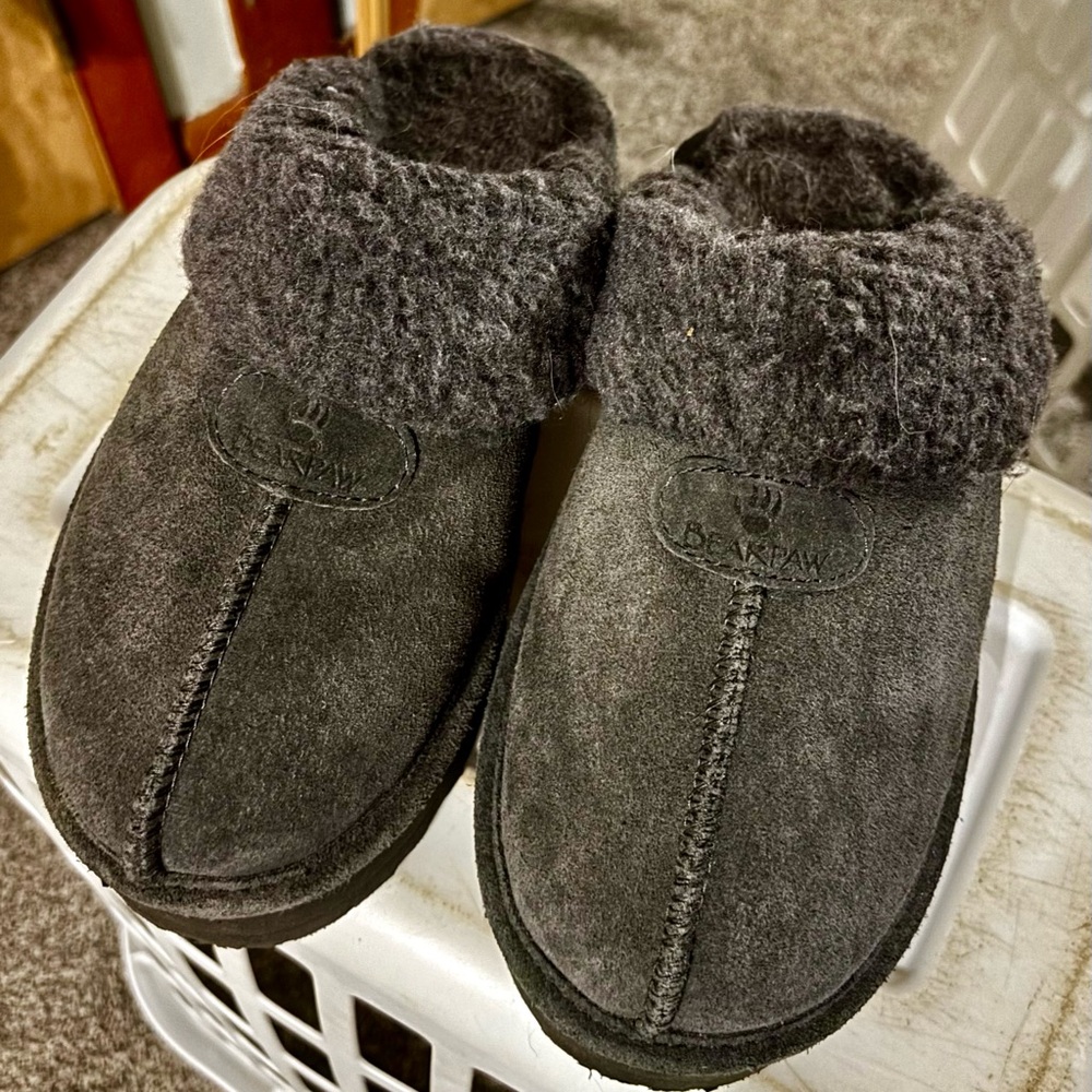 BearPaw Charcoal Suede Slippers